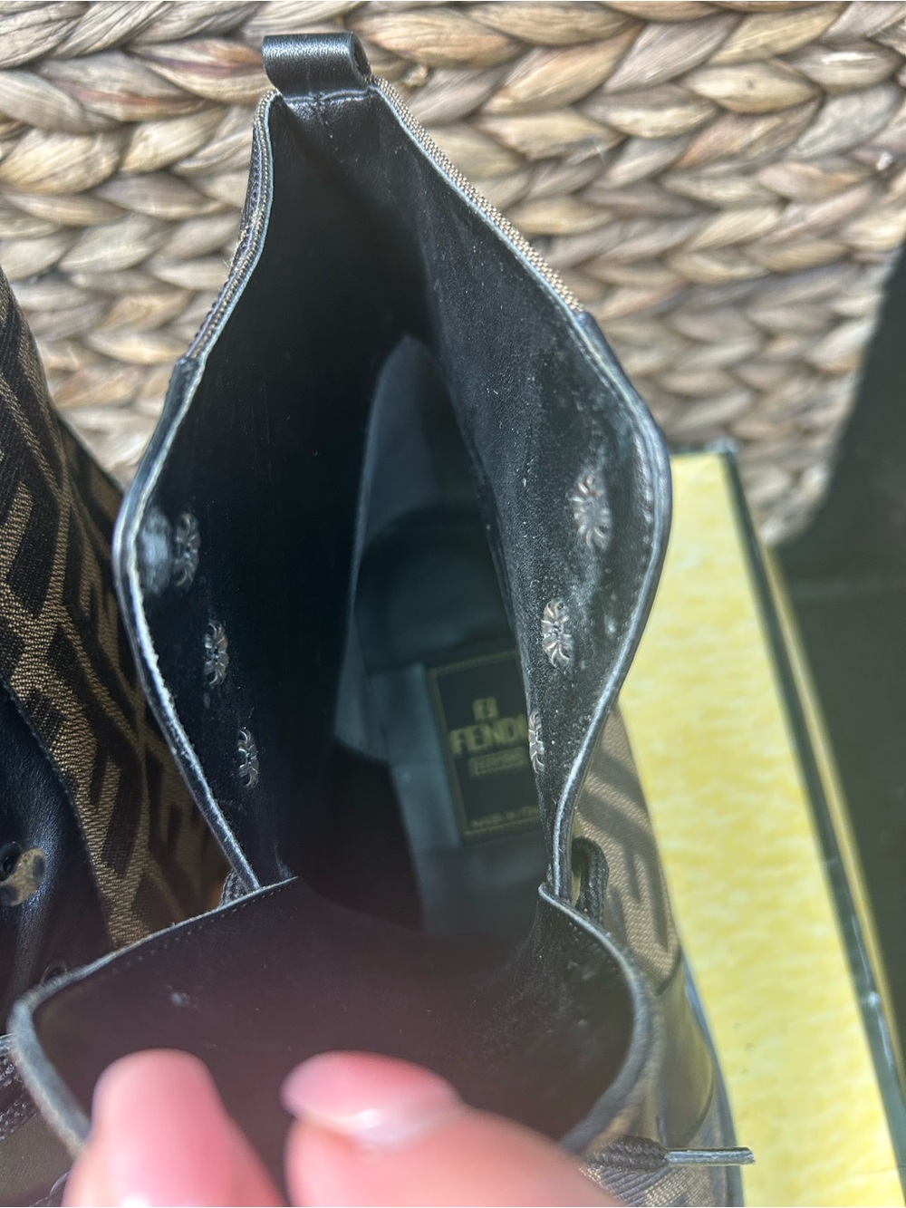 Fendi Brown & Black Zucca High-Top Boots - Picture 3 of 5